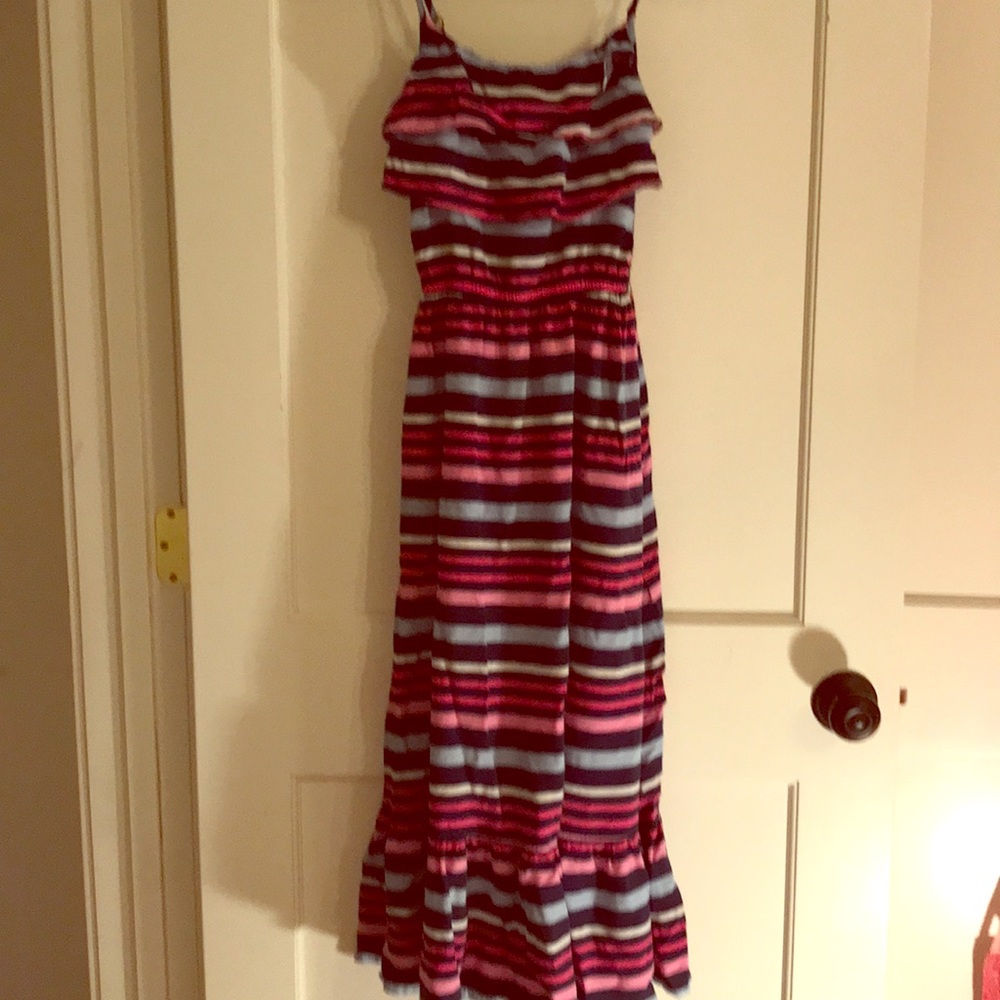 Super cute girls striped ruffle maxi dress size L
